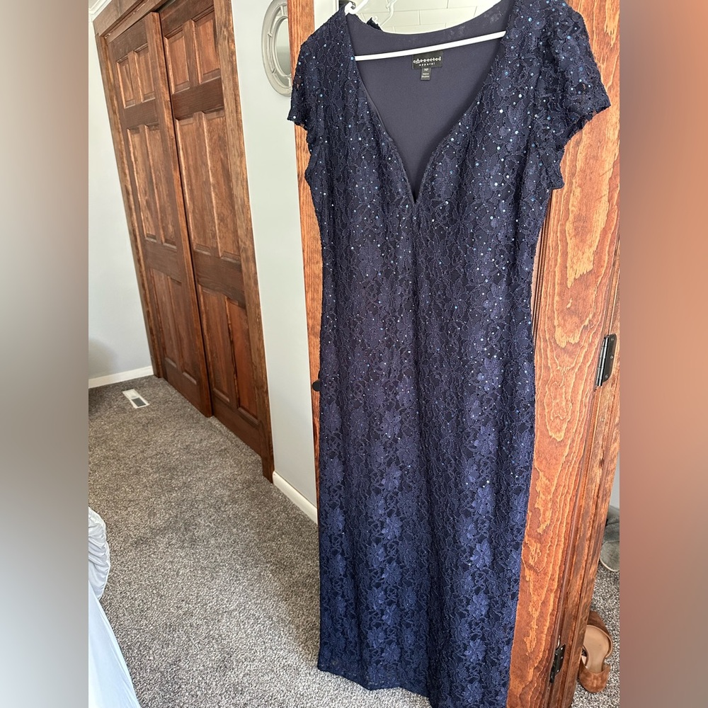 Connected Apparel Navy Lace Maxi Dress